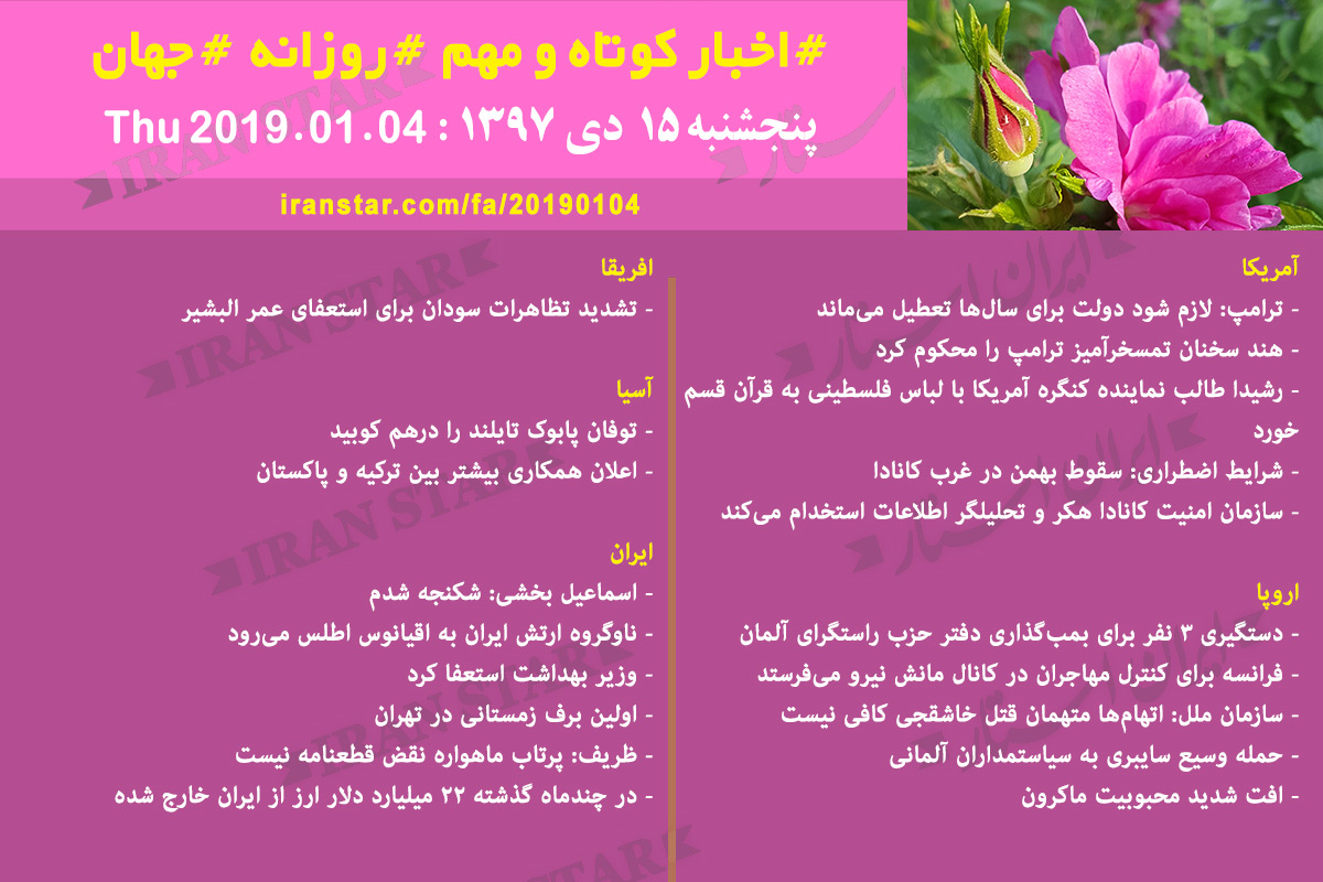 Iranian Canadian Daily News 2019-01-04