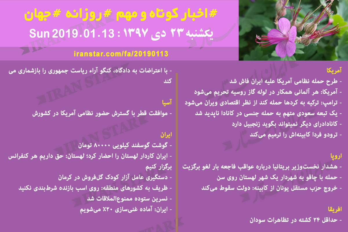 Canadian Iranian Daily News 2019-01-13 Canadian Iranian Daily News 2019-01-13