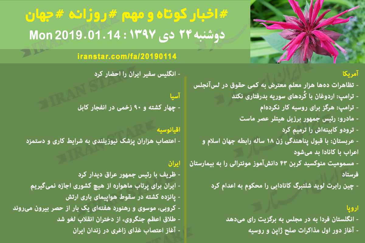 Canadian Iranian Daily News 2019-01-14