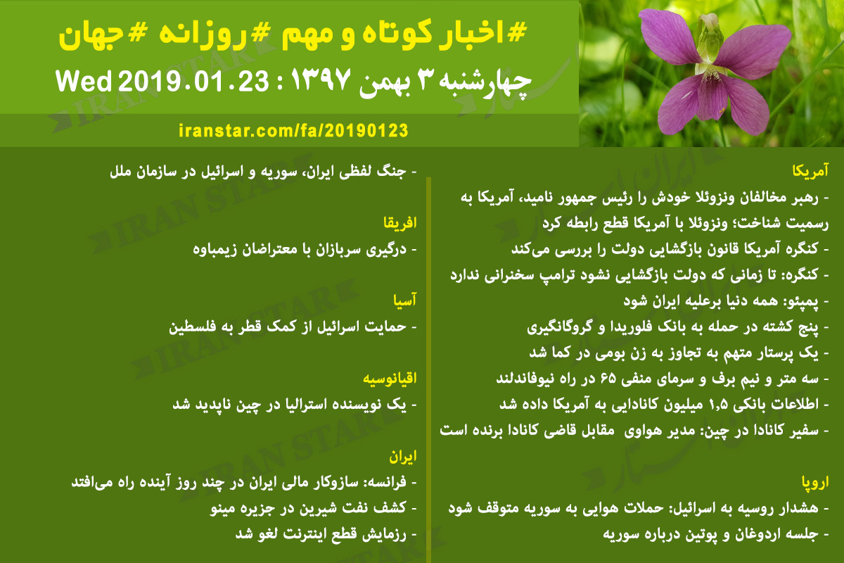 Iranian Canadian Daily News 2019-01-23