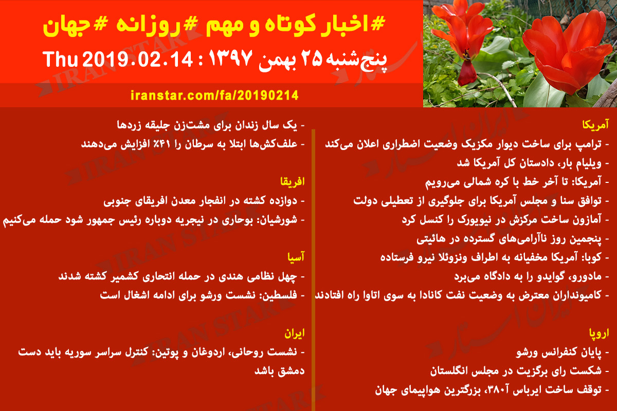 Iranian Canadian World Daily News 2019-02-14