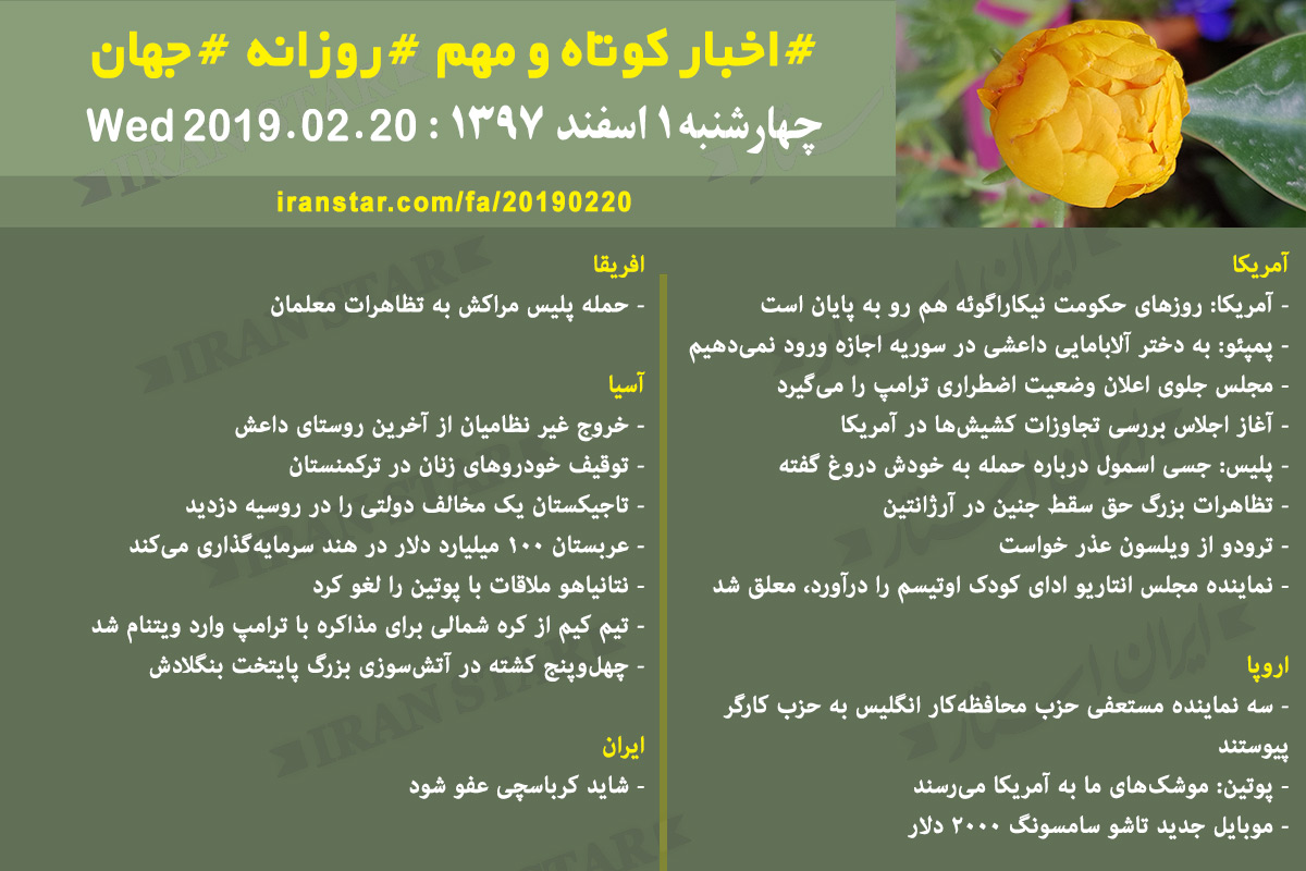Iranian Canadian World Daily News 2019-02-20