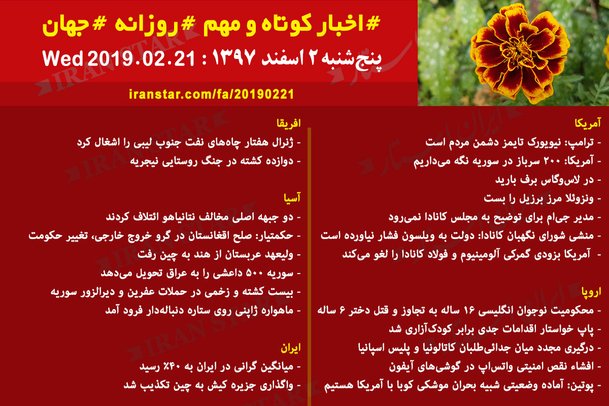 Iranian Canadian World Daily News 2019-02-21 Iranian Canadian World Daily News 2019-02-21