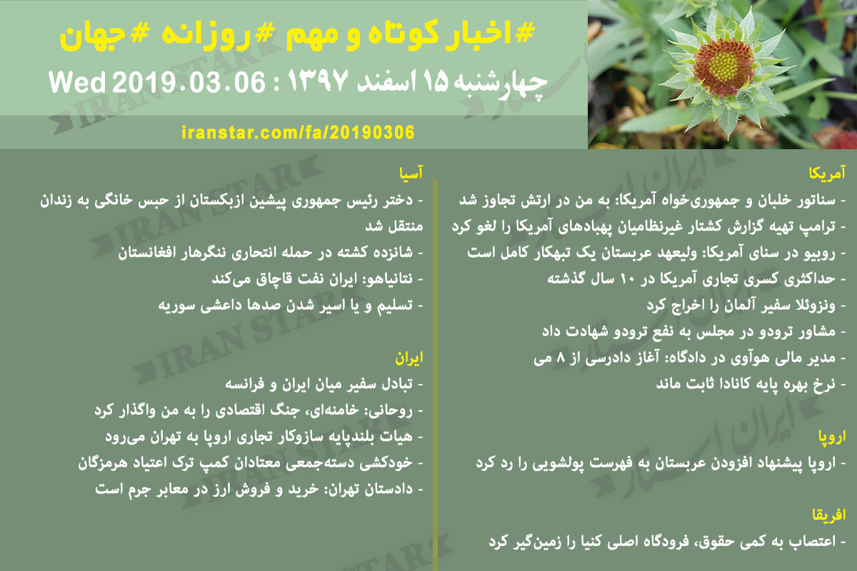 Iranian Canadian World Daily News 2019-03-06