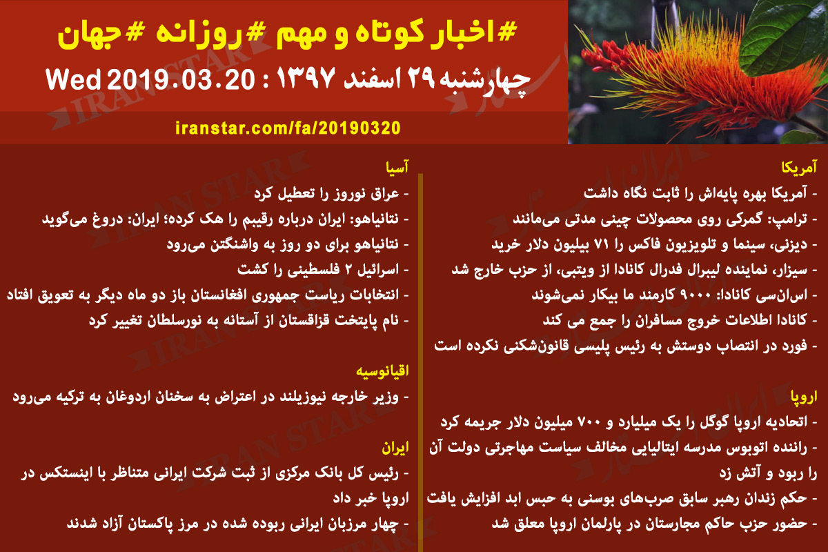 Iranian Canadian World Daily News 2019-03-20