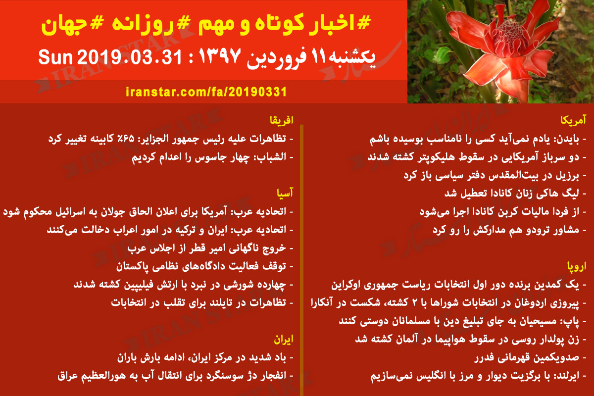 Iranian Canadian World Daily News 2019-03-31