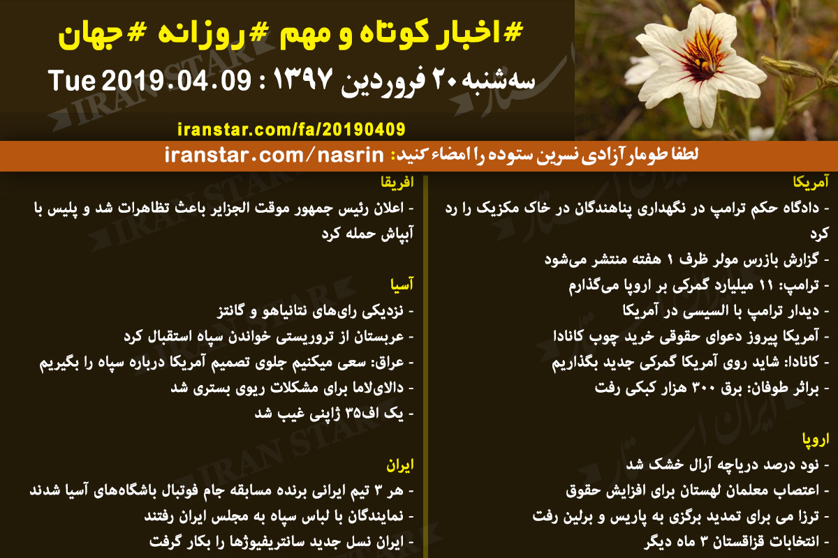 Iranian Canadian World Daily News 2019-04-09