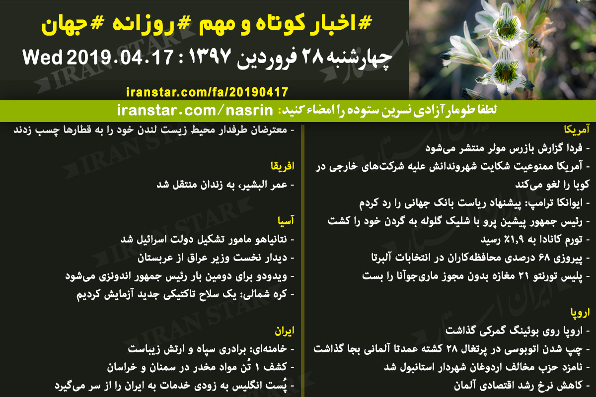 Iranian Canadian World Daily News 2019-04-16 Iranian Canadian World Daily News 2019-04-16