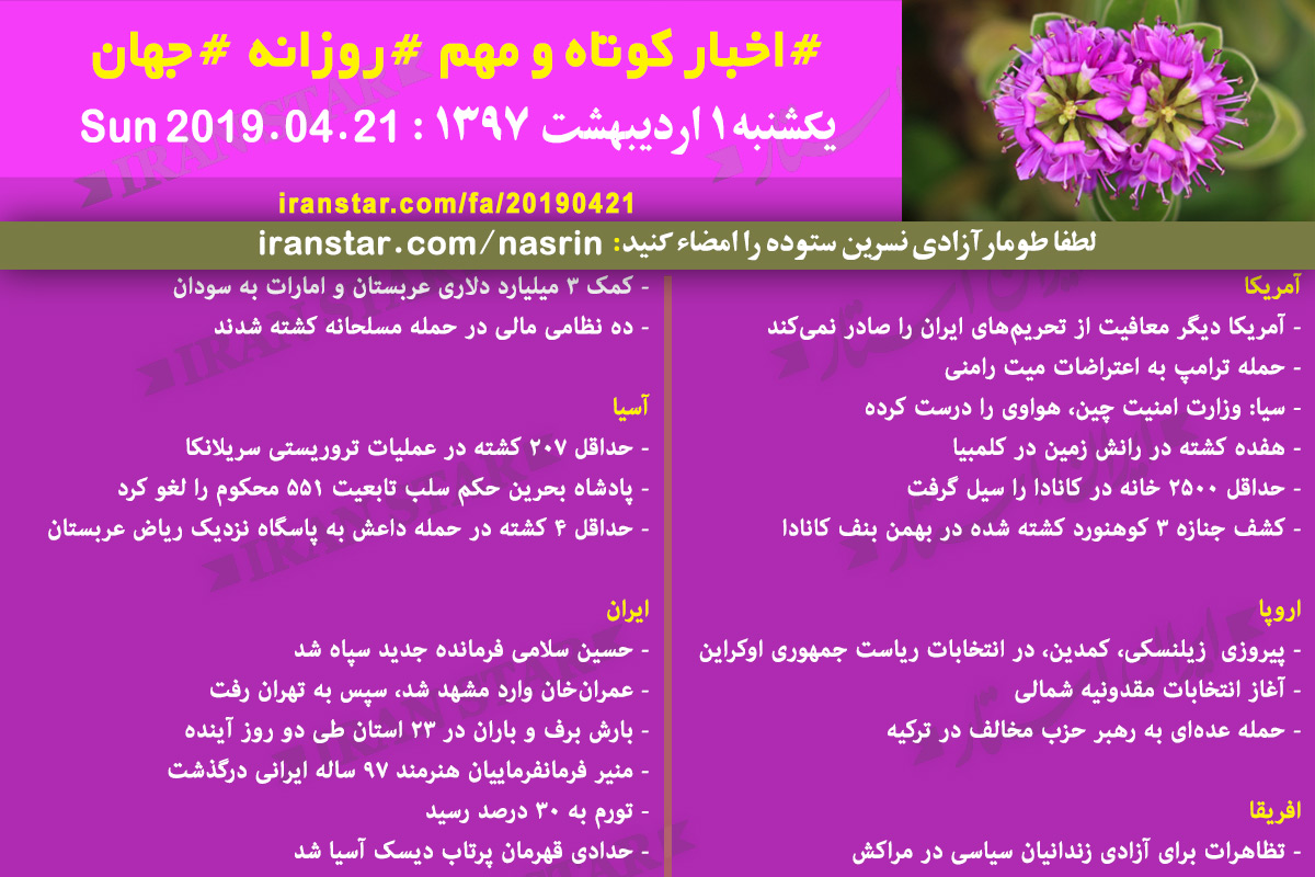 Iranian Canadian World Daily News 2019-04-21