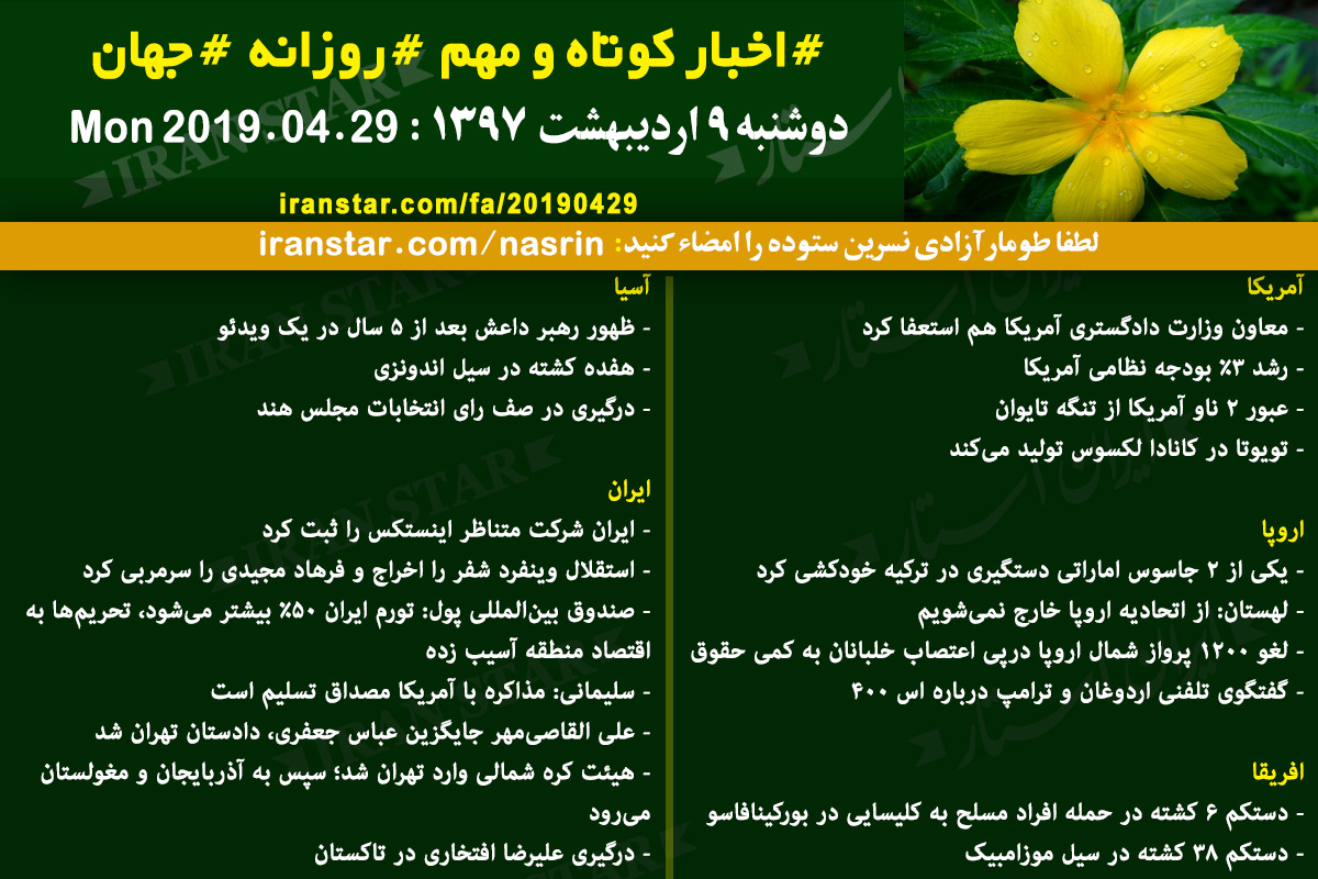 Iranian Canadian World Daily News 2019-04-29