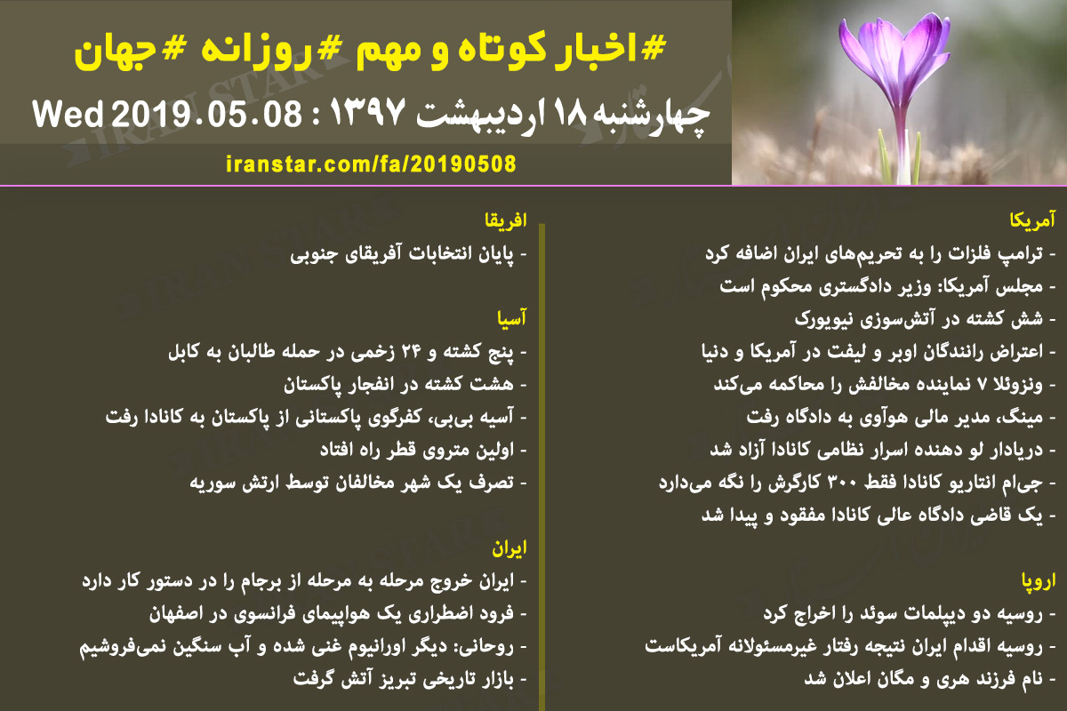 Iranian Canadian World Daily News 2019-05-08