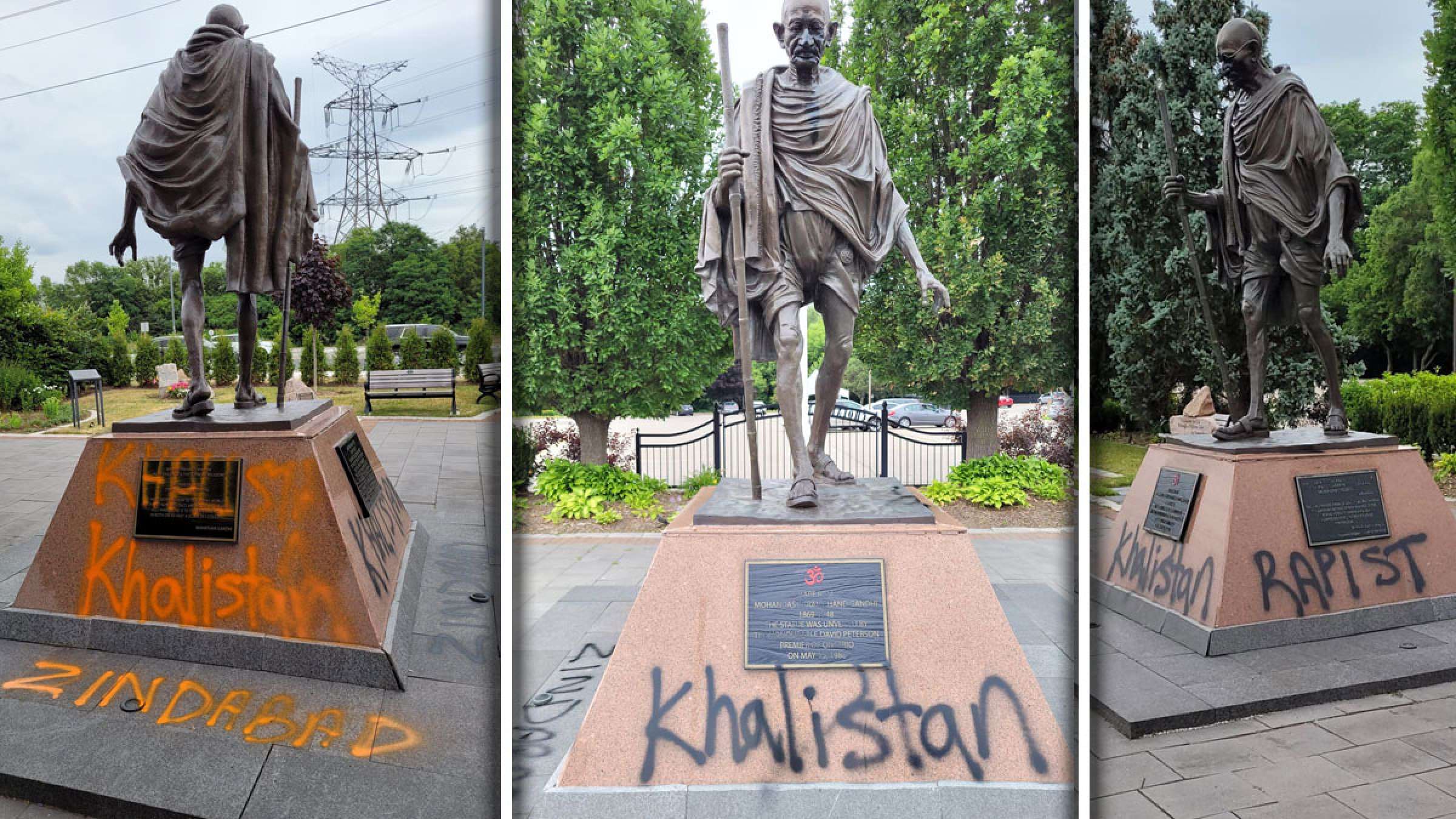 خبر-تورنتو-مجسمه-گاندی-رنگ-پاشیده-شعار-نوشته-پلیس-جنایت-ناشی-از-نفرت