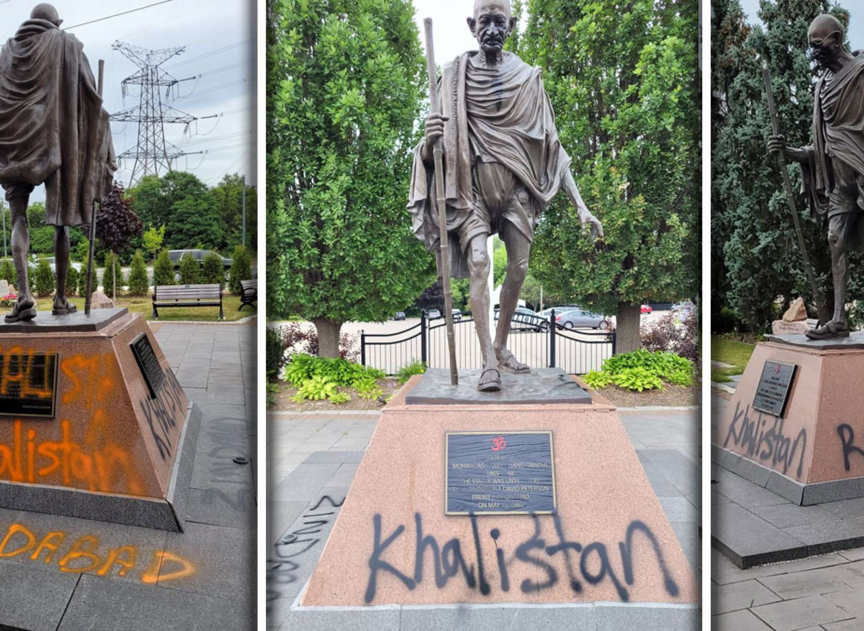 خبر-تورنتو-مجسمه-گاندی-رنگ-پاشیده-شعار-نوشته-پلیس-جنایت-ناشی-از-نفرت