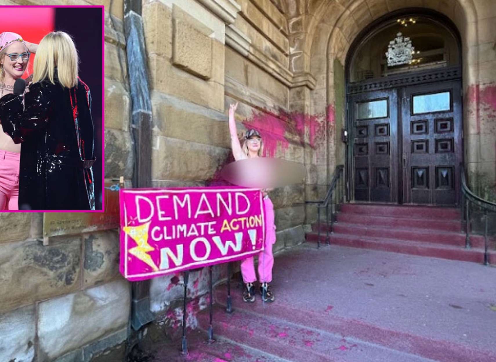 خبر-کانادا-معترض-کانادایی-ماه-پیش-جونو-برهنه-لخت-شد-دفتر-ترودو-زنجیر-رنگ